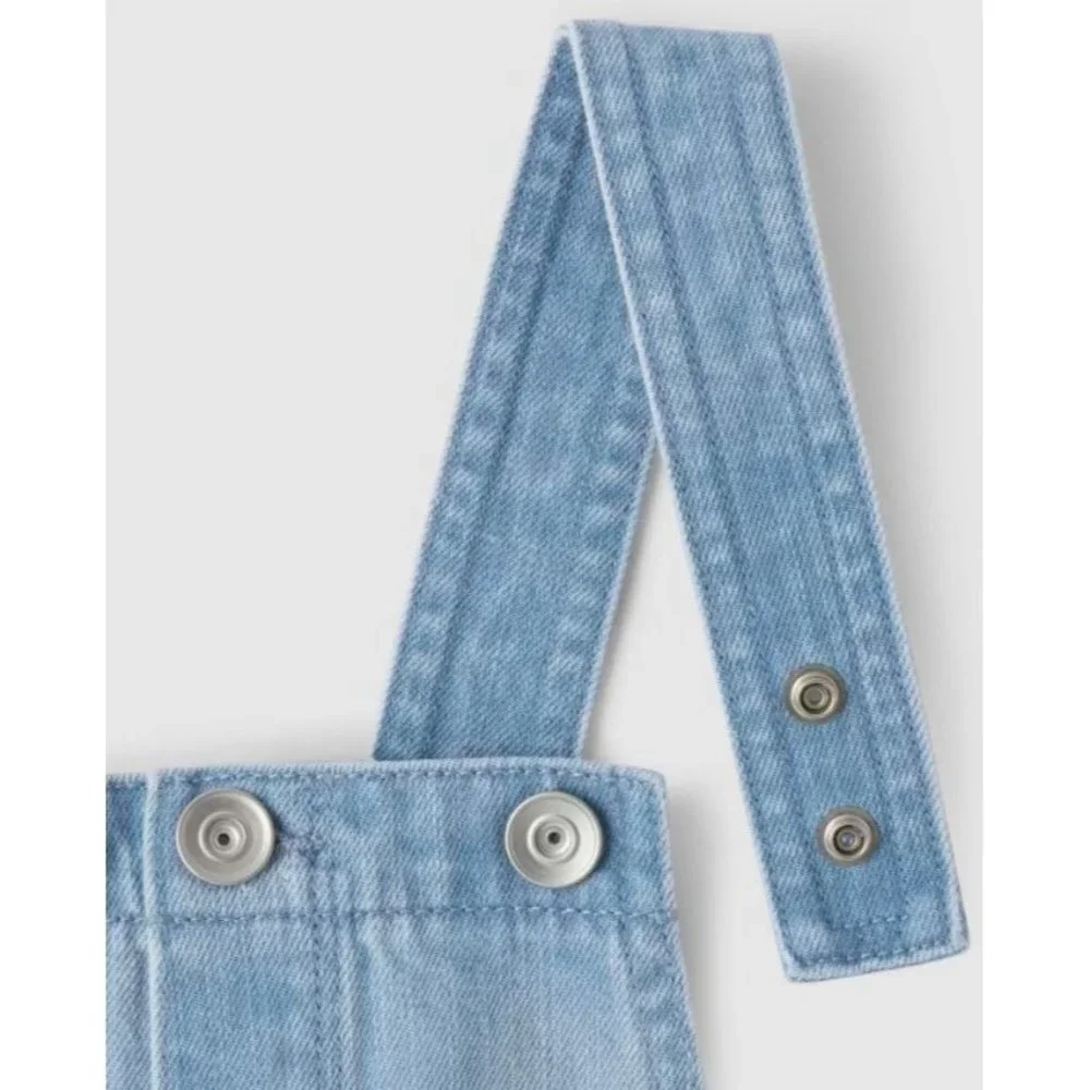 New The Children's Place Girls Button Front Denim Shortalls - Lily Wash - Size 1